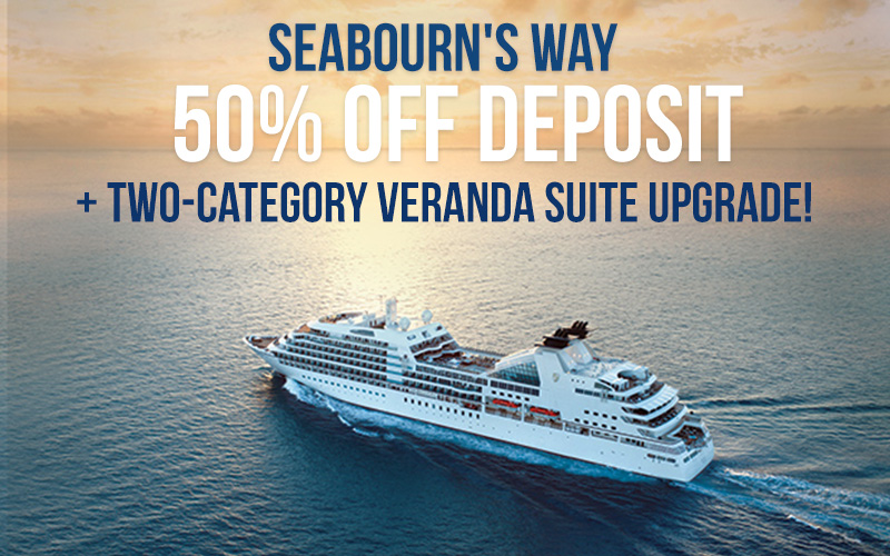 Exclusive Two-Category Veranda Suite Upgrade + 50% off Deposit + up to $300 Onboard Credit!