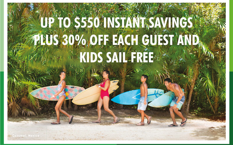 All guests 30% off + Kids sail Free