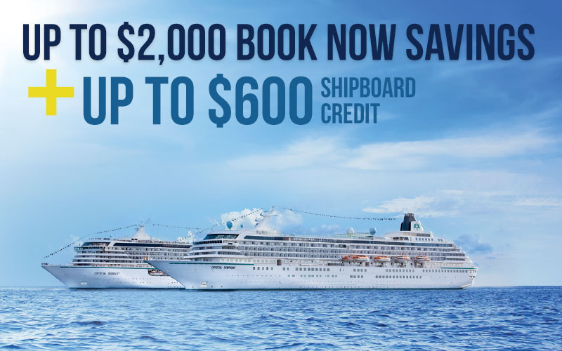 Crystal exclusive up to $2,000 special savings + up to $600 shipboard credit
