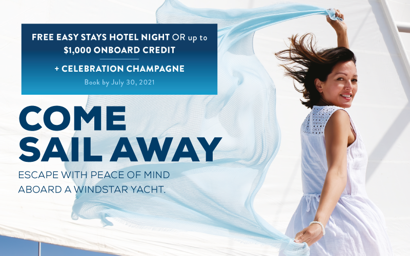 FREE Easy Stays Hotel Night or up to $1,000 onboard credit* + Celebration Champagne