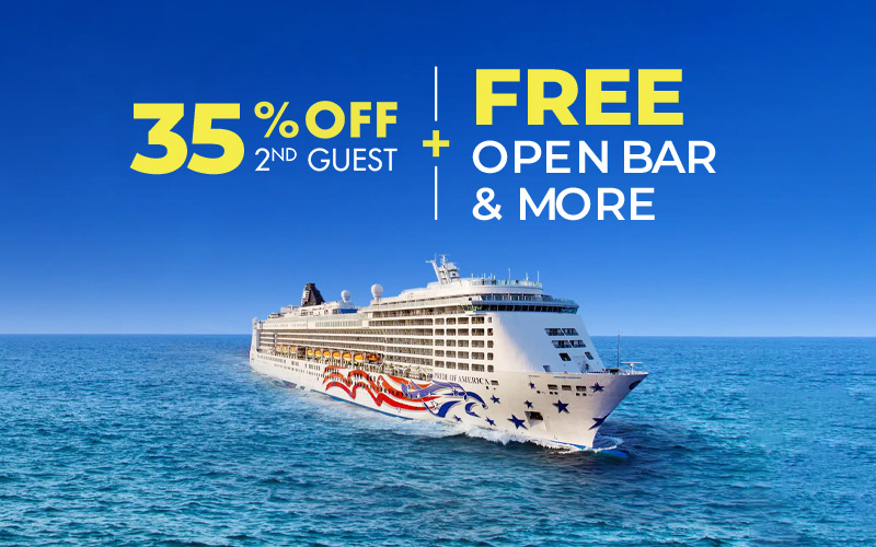 Norwegian Cruise Lines Exclusive! 35% off 2nd Guest + Free Open Bar + Free Specialty Dining + Free Excursions + Free Airfare*