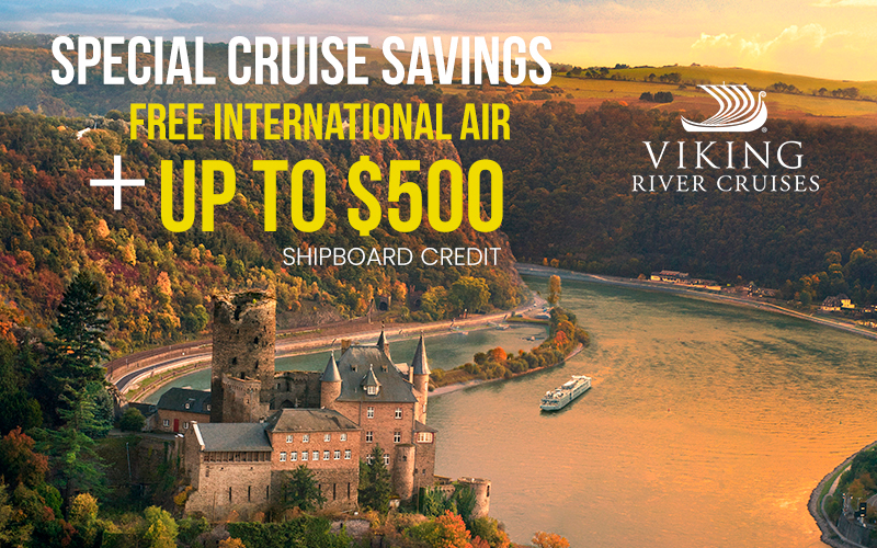 Special cruise savings, Free International Air plus up to $500 shipboard credit