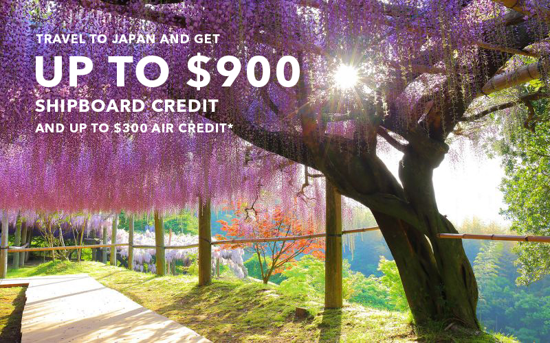 Travel to Japan and Get up to $900 Shipboard Credit and up to $300 Air Credit* Only when you book on Celebrity's Retreat