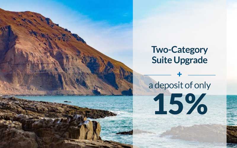 Two-Category Suite Upgrade plus a deposit of only 15% With Silversea